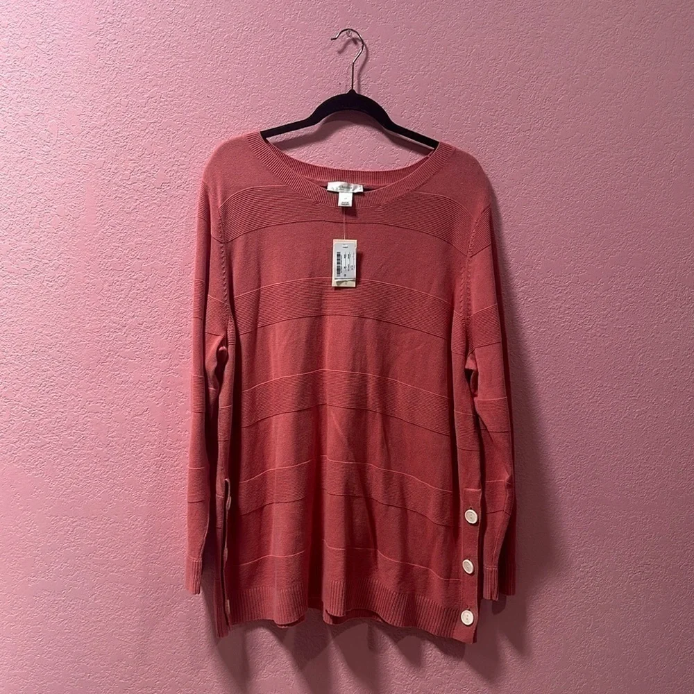 CJ Banks Women’s Pink Crew-Neck Sweater Size 2X NWT